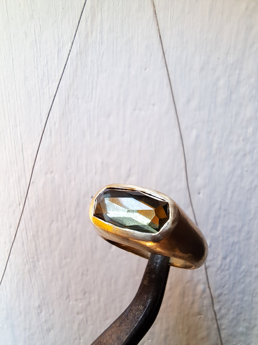 Tormalina Grigio/Verde Fumè - su Bronzo